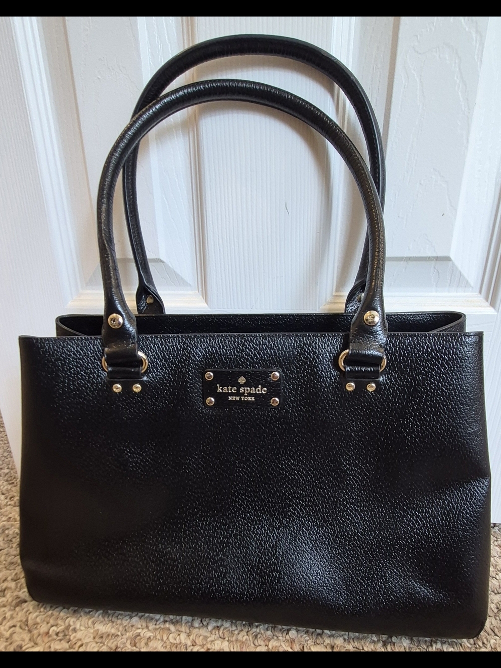 Kate Spade Wellesley Quinn Black Leather Tote WKRU1430 Work Shoulder Bag